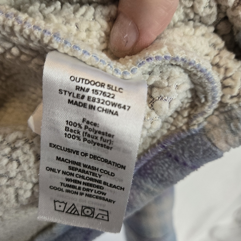 Eddie Bauer Girls Sherpa Lined Fleece Shacket – Blue & Purple Plaid | Size 6/6X - Picture 6 of 8